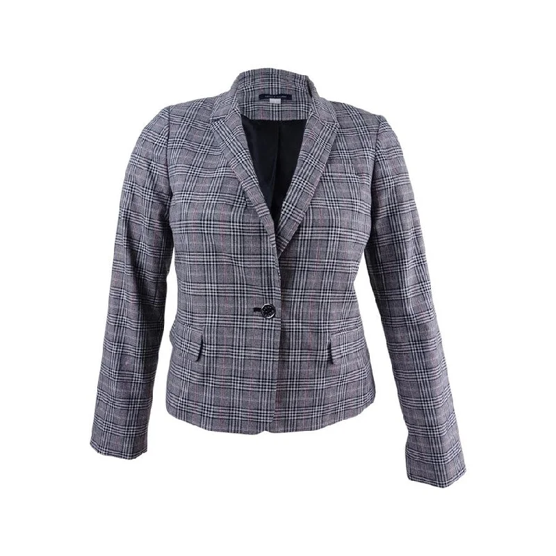 Women’s casual jackets for everyday style -Tommy Hilfiger Women's One-Button Plaid Blazer (12, Scarlet Multi)