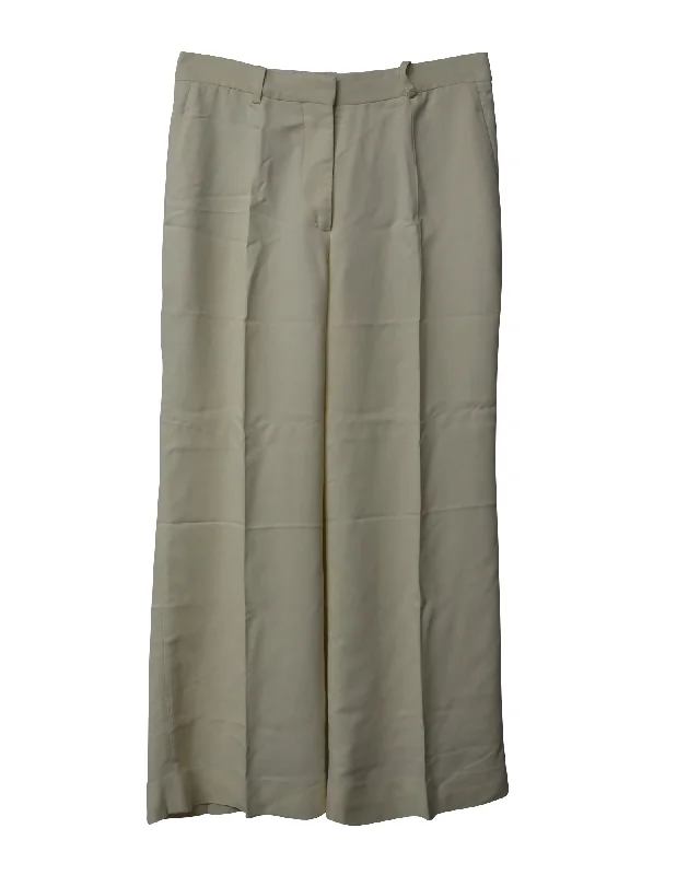 Women’s floral wide-leg pants for bold style -Victoria Beckham Pleated Trousers in Cream Viscose