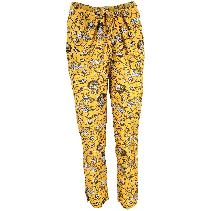 Women’s wide-leg pants for comfortable wear -Isabel Marant Etoile Paisley Print Lounge Pants in Yellow Cotton