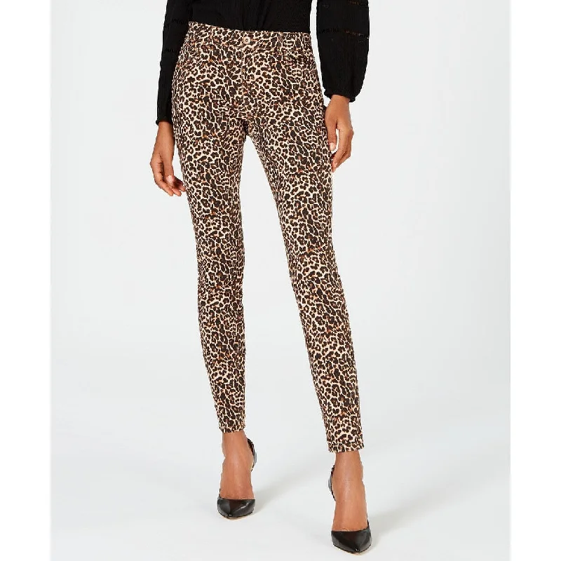 Women’s bell-bottom pants for 70s-inspired style -INC Women's Essential Leopard Skinny Jeans Brown Size 8