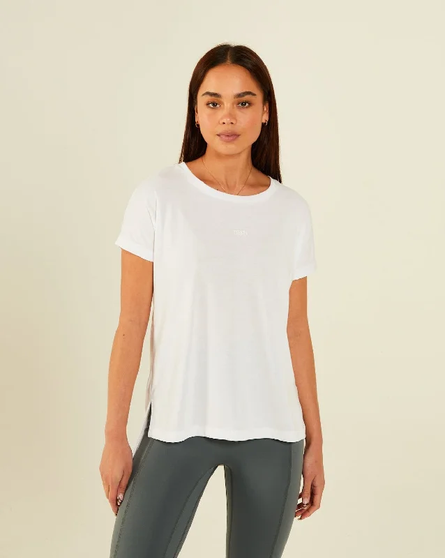 Women’s athletic tops for fitness wear -Jade Tee Optic White