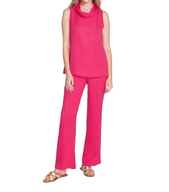 Women’s ankle-length pants for stylish casual wear -Full Leg Pull On Pant In Pink