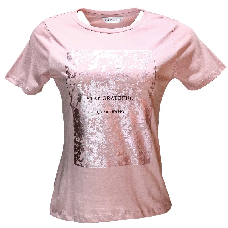 Women’s fleece pants for winter activities -Pink Foil Printed T Shirt