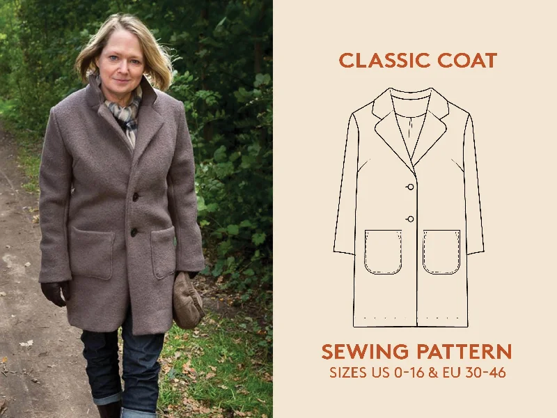 Women’s cargo jackets for utility fashion -Classic Coat Sewing Pattern