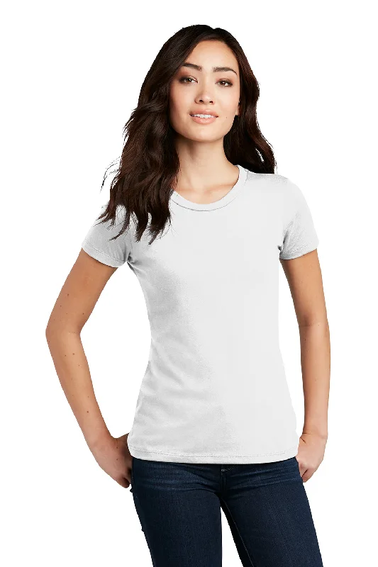 Women’s satin tops for elegant occasions -District Womens Perfect Blend Short Sleeve Crewneck T-Shirt - White