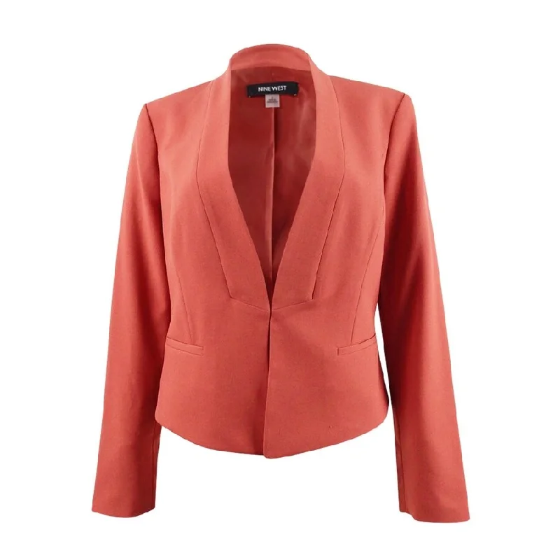 Women’s hooded coats for casual layering -Nine West Womens Collarless Blazer Jacket