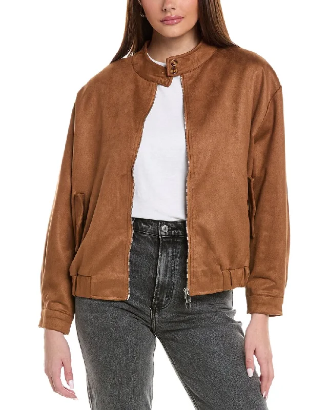 Women’s bomber jackets for casual style -REVERIEE Band Collar Jacket