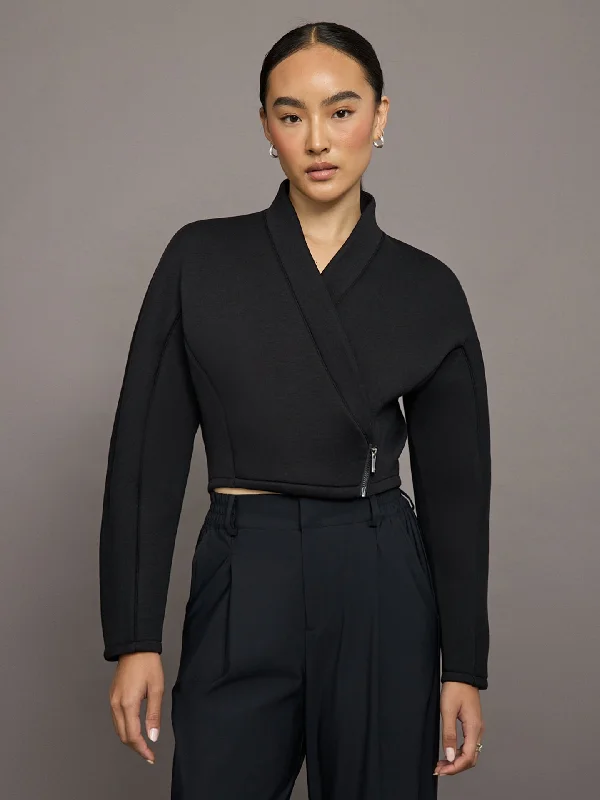 Women’s overcoats for formal occasions -Volta Wrap Jacket - Black