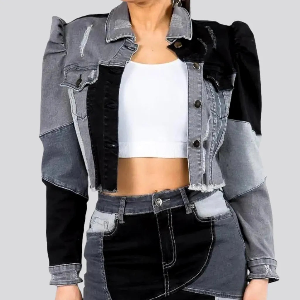 Women’s belted trench coats for structured silhouette -Boho chic distressed denim jacket for women