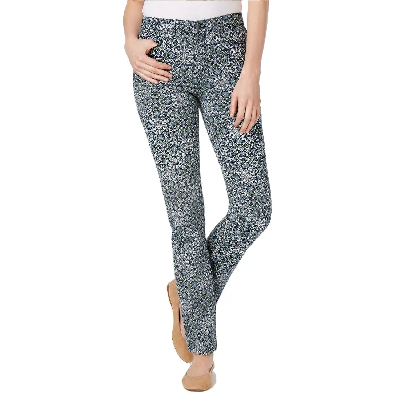 Women’s fleece pants for winter activities -Charter Club Women's Lexington Printed Straight Leg Jeans Dark Green Size 6 - 11