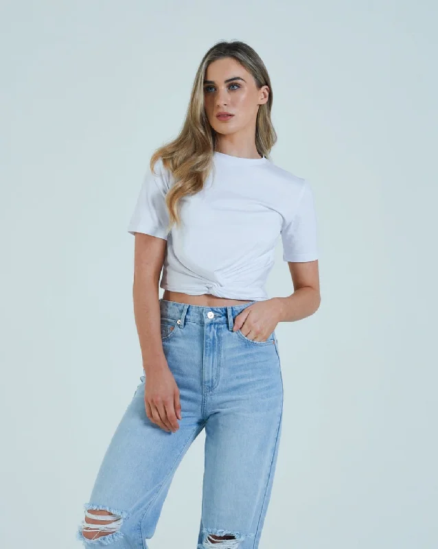 Women’s ruffle tops for feminine charm -Greer Tee Optic White