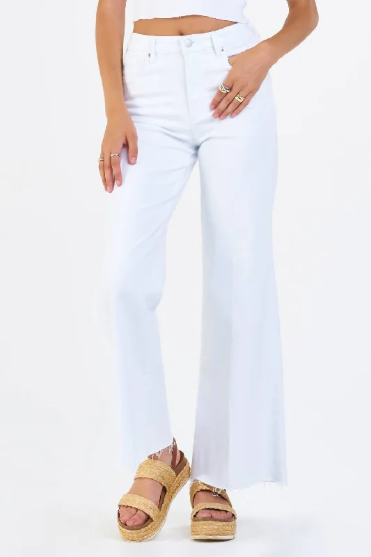 Women’s cropped pants for warm weather -Fiona Wide Leg Jeans In White