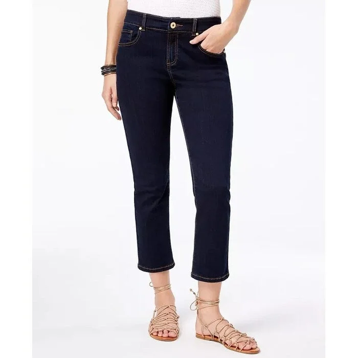 Women’s khaki pants for casual wear -Inc International Concepts Women's Cropped Straight-Leg Jeans Blue Size 8