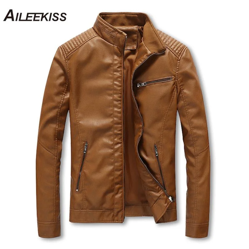 Women’s wool blend jackets for warmth and style -Autumn Winter Motorcycle Leather Jackets