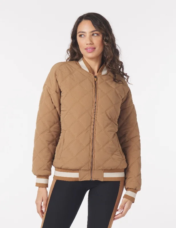 Women’s rain jackets for wet weather protection -Varsity Jacket: Almond/Oatmilk