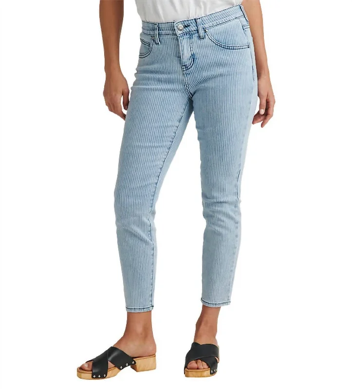 Women’s stretch denim pants for all-day wear -Cecilia Mid Rise Skinny Jean In Bleached-Stripe