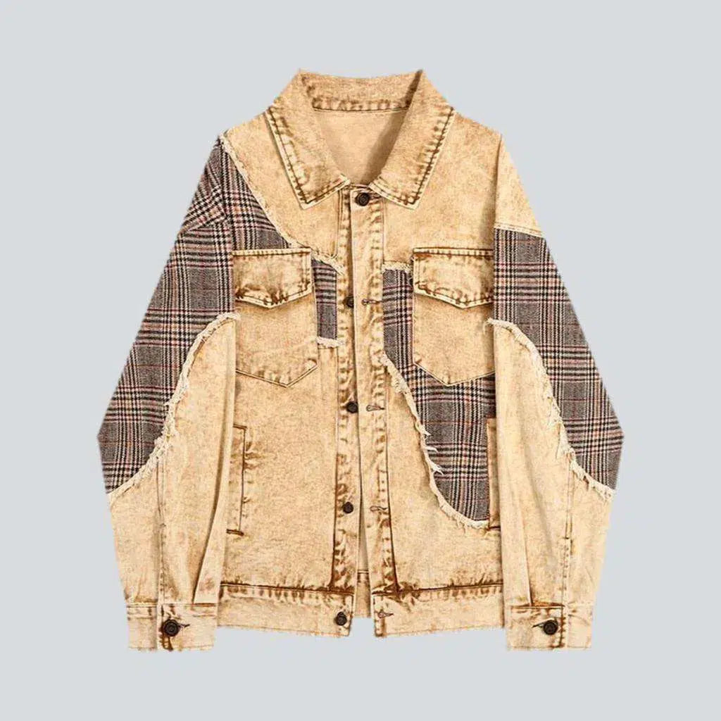 Women’s wool blend jackets for warmth and style -Vintage patchwork women's denim jacket