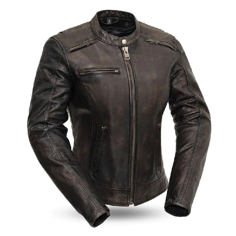 Women’s tailored blazers for formal occasions -Trickster Women's Motorcycle Leather Jacket by First MFG