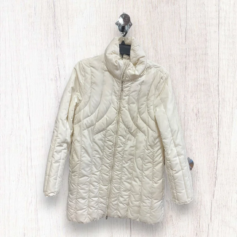 Women’s car coats for classic silhouette -Cream Coat Puffer & Quilted Kenneth Cole Reaction, Size L