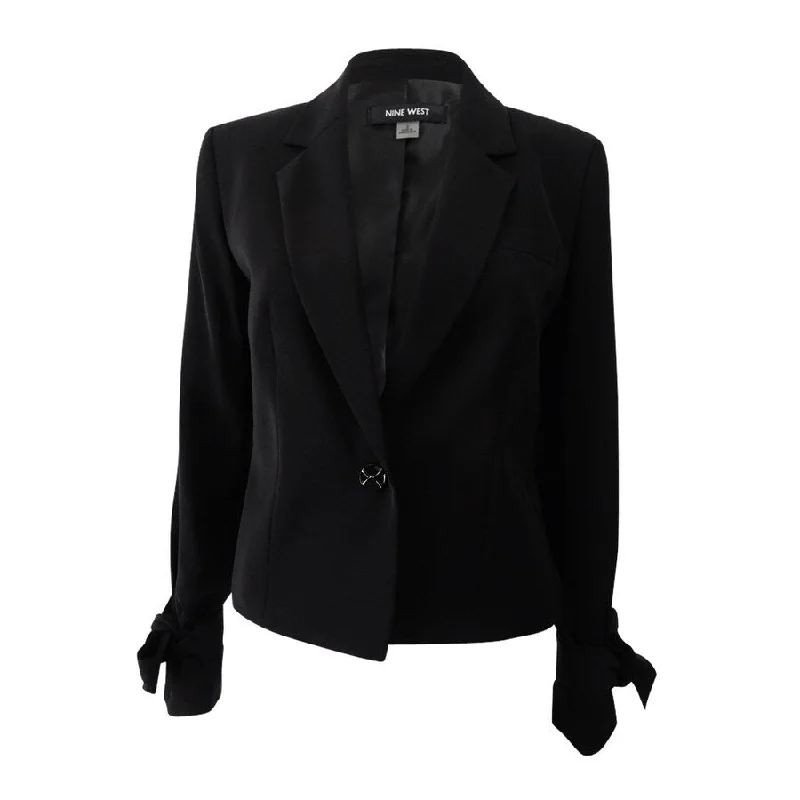 Women’s stylish blazers for professional look -Nine West Women's Tie-Cuff Blazer (2, Black)