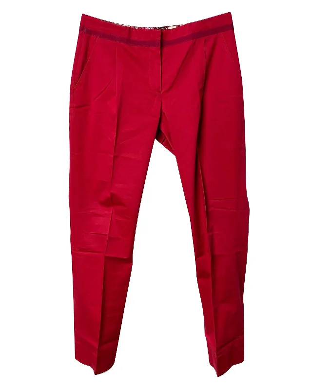 Women’s cropped leggings for active wear -Salvatore Ferragamo Trousers in Red Cotton