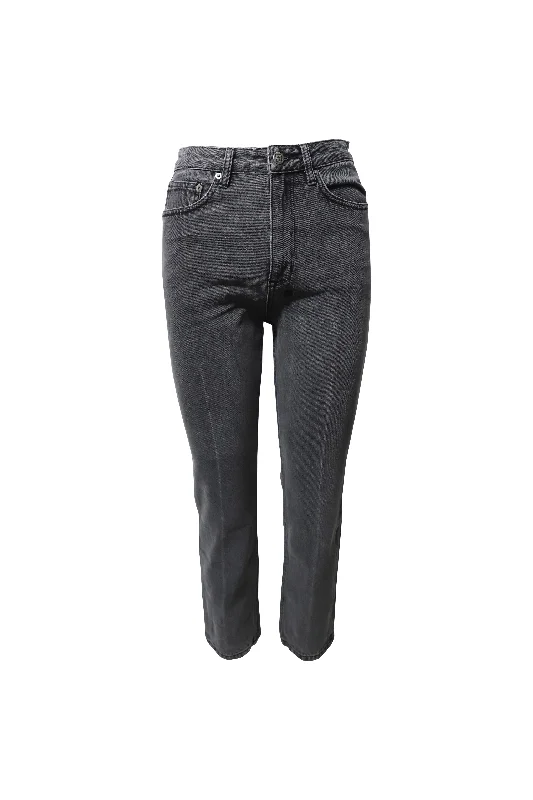 Women’s pleated trousers for office wear -Ksubi Straight-Leg Jeans in Grey Cotton Denim