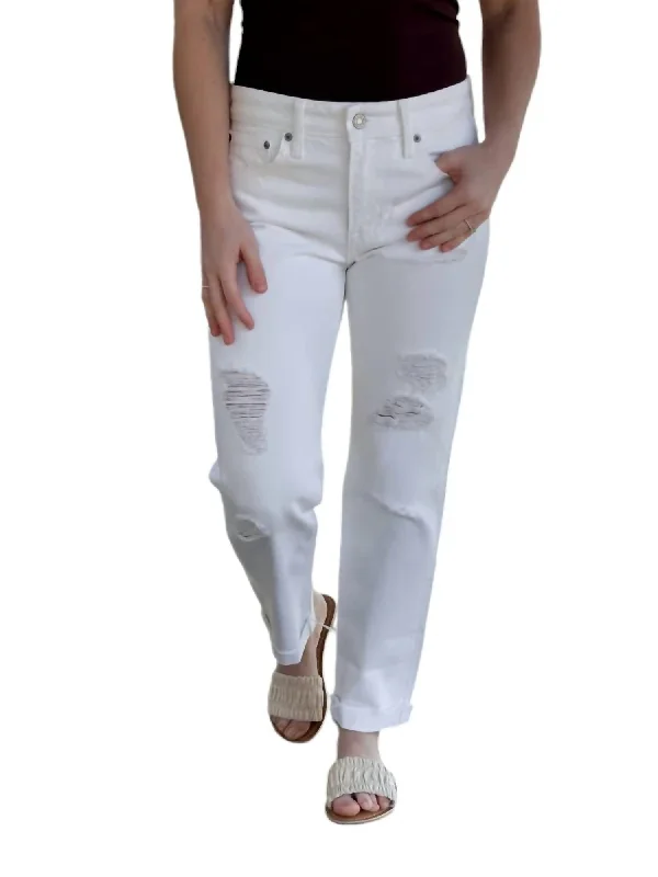 Women’s harem pants for boho chic look -Sienna Slim Boyfriend Jeans In White