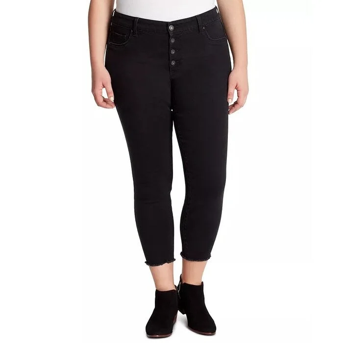 Women’s cropped leggings for active wear -Jessica Simpson Women's Trendy Plus Size Kiss Me Skinny Ankle Jeans Black Size 16