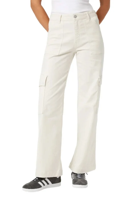 Women’s wide-leg trousers for office style -Alva Luxe Twill Pants In White