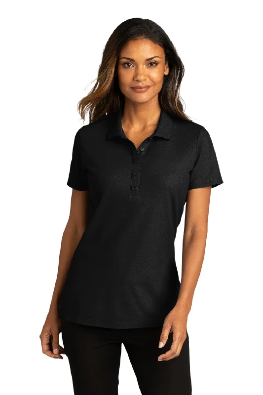 Women’s sweater tops for cozy warmth -Port Authority Womens React SuperPro Snag Resistant Short Sleeve Polo Shirt - Deep Black