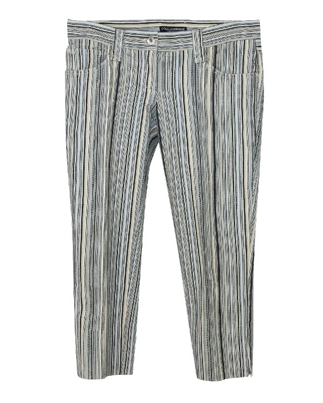 Women’s travel pants for stylish comfort -Dolce & Gabbana Striped Pants In Multicolored Cotton