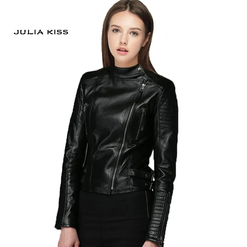 Women’s faux leather jackets for trendy edge -Women PU Leather Jacket new high Fashion