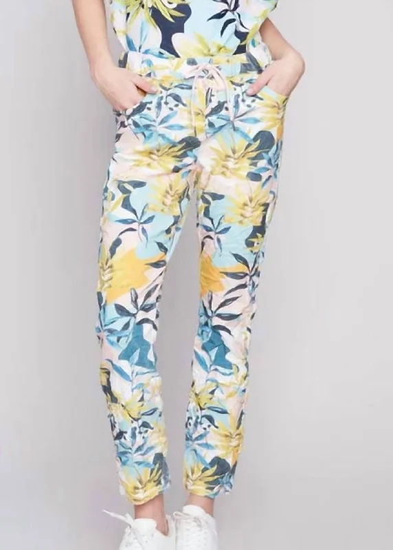 Women’s corduroy pants for winter style -Printed Balneaire Resort Cropped Jogger In Multi