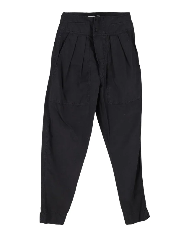 Women’s denim pants for casual days -Isabel Marant Pleated Trousers in Black Cotton