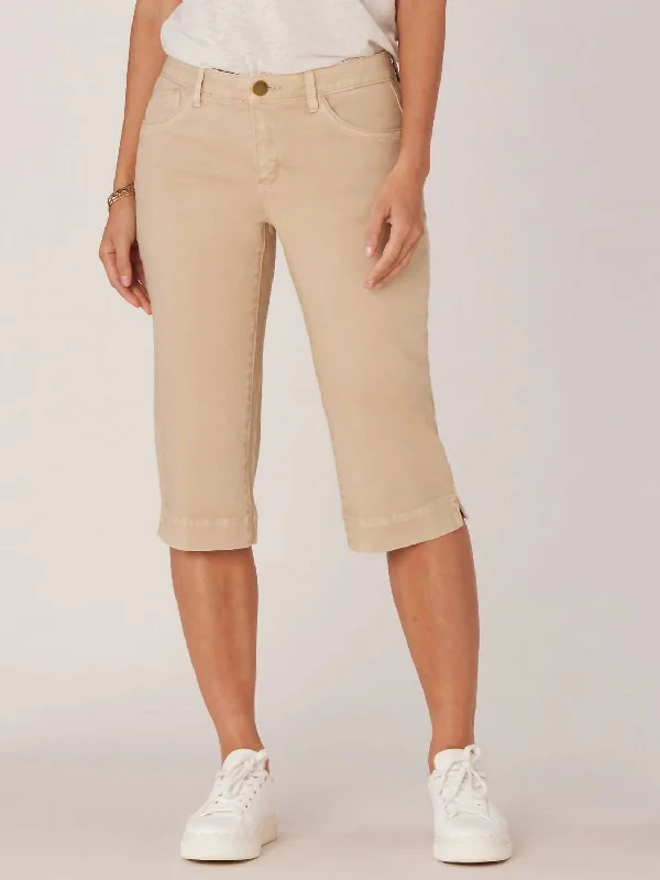 Women’s leather pants for bold fashion -Skimmer Capri Pants In Tan