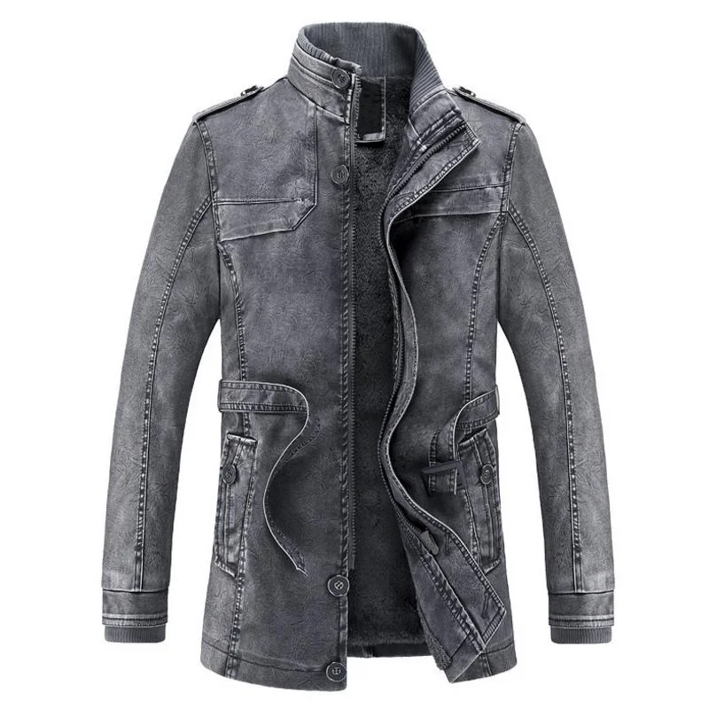 Women’s parka coats for winter fashion -washed Leather Motorcycle Biker Jackets