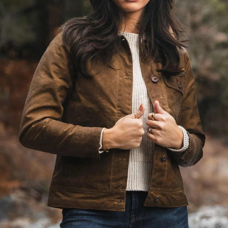 Women’s long wool coats for winter warmth -Waxed Canvas Field Jacket | Coyote