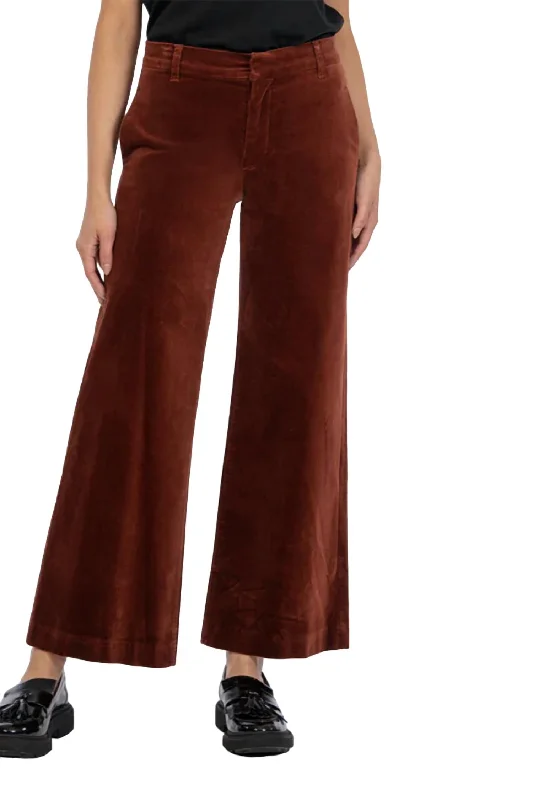 Women’s jogger pants for relaxed fit -Meg High Rise Velveteen Trouser In Brick