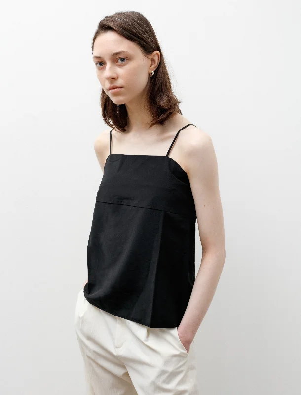 Women’s knit tops for textured style -Strap Top Black