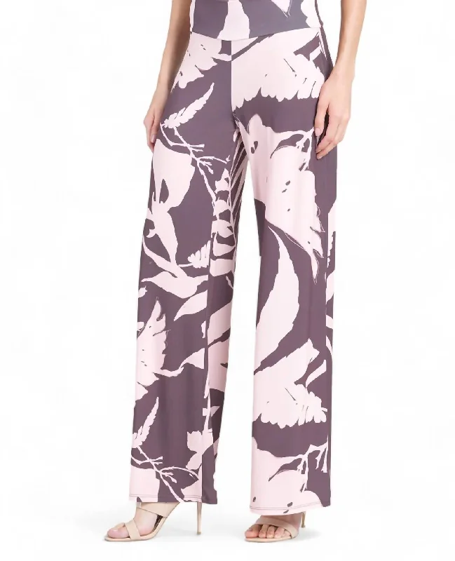 Women’s tuxedo style pants for formal events -Palazzo Pant In Pink/cocoa