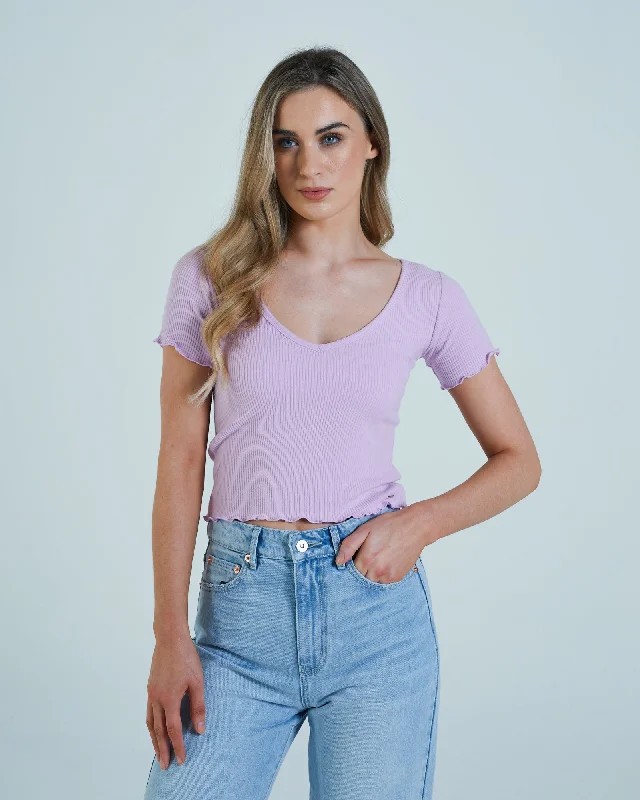 Women’s jersey tops for comfortable wear -Catherine Tee Dusky Lilac