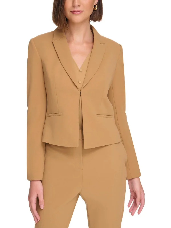 Women’s quilted vests for layering -Petites Womens Collar Crepe Open-Front Blazer