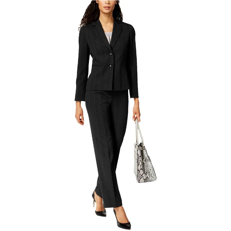 Women’s jean jackets for casual chic -Le Suit Womens Tonal Stripe Pant Suit, Black, 18