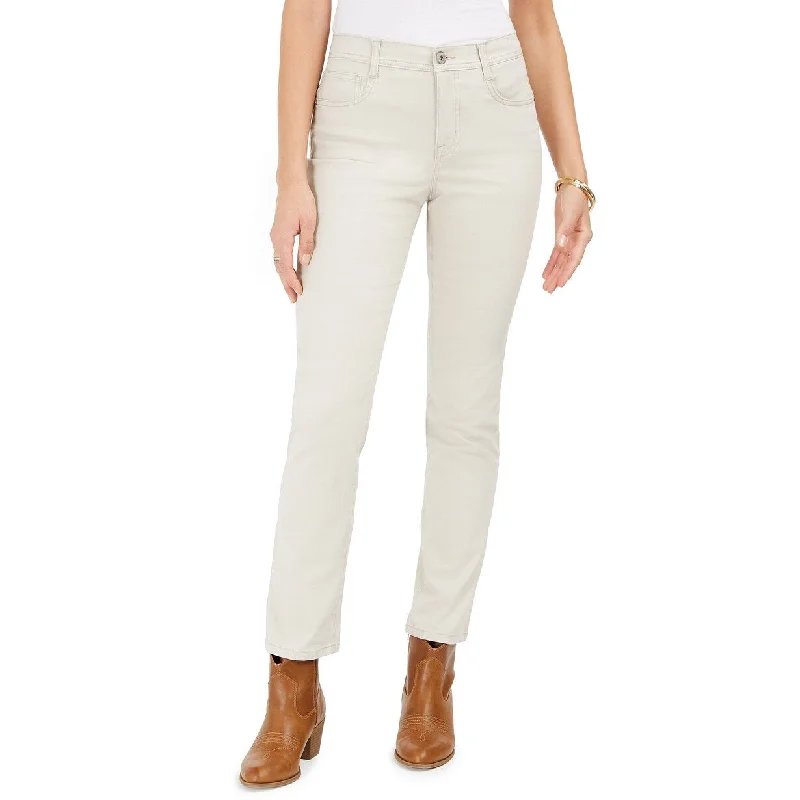 Women’s office pants for professional outfits -Style & Co Women's Tummy-Control Slim-Leg Jeans Beige Size 14