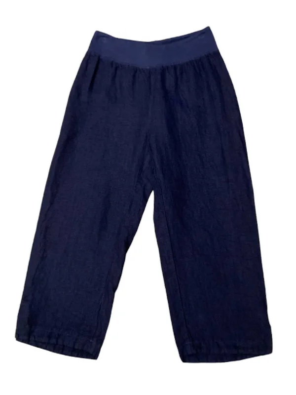 Women’s track pants for sporty chic -Women's Linen Capri Easy Pants In Nightsky