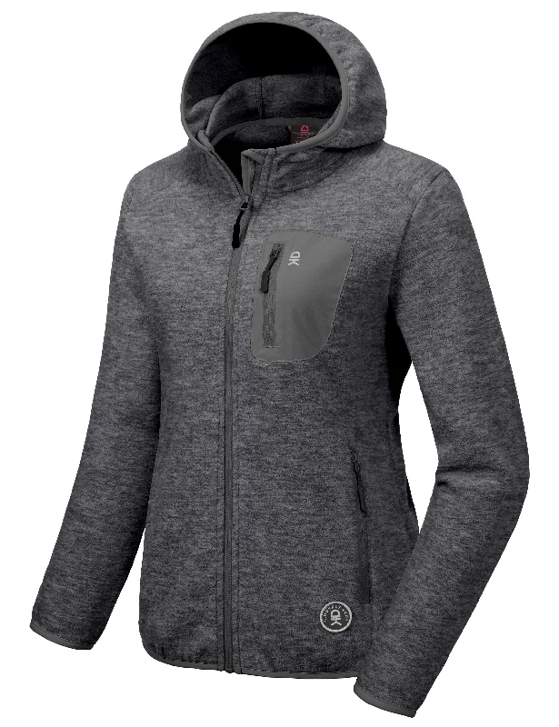 Women’s athletic outerwear for fitness wear -Women's Lightweight Warm Polar Fleece Running Hooded Jacket