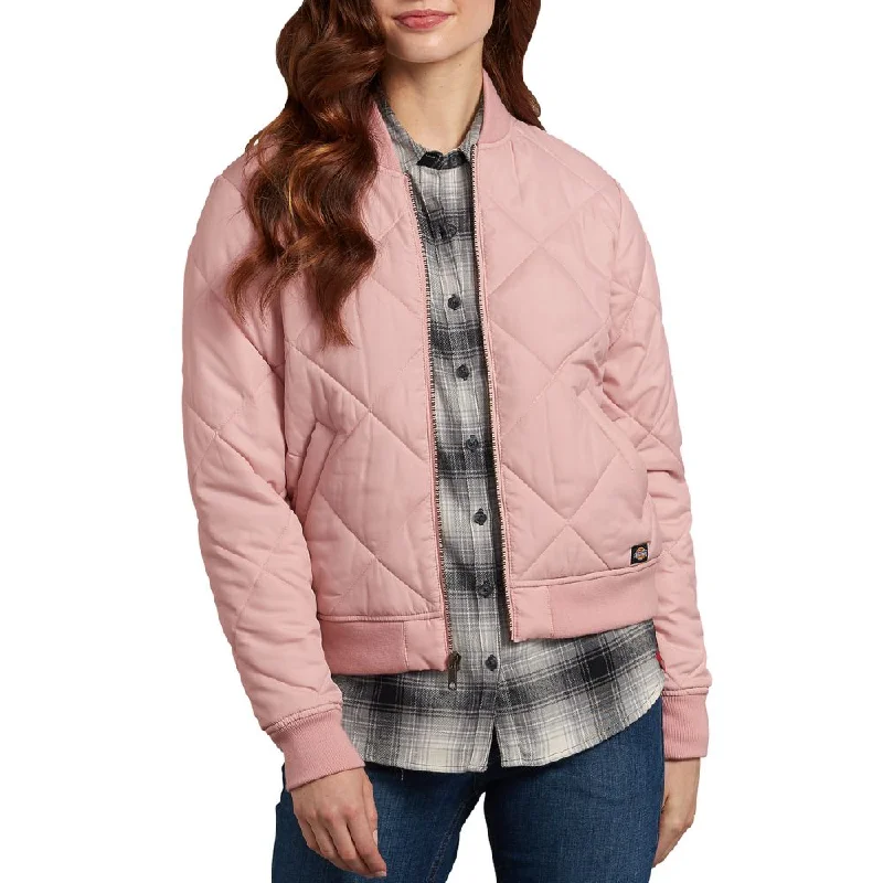 Women’s wrap coats for easy-to-wear style -Dickies Women's Quilted Bomber Work Jacket - Pink