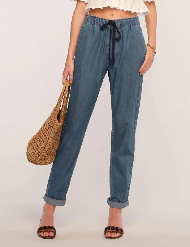 Women’s button-front pants for easy wear -Gatsby Straight Leg Pants In Denim