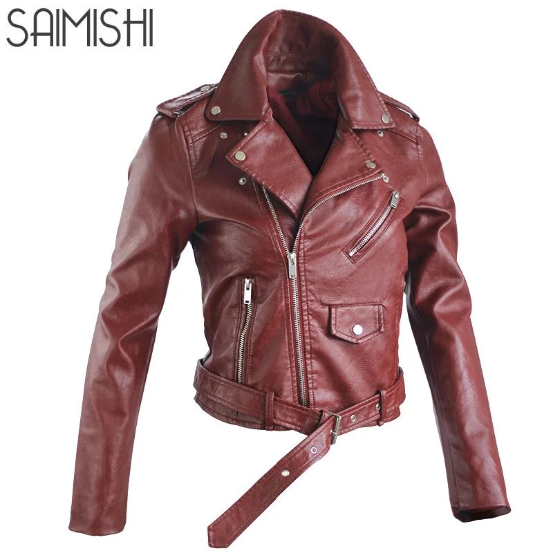 Women’s bomber vests for sporty fashion -Motorcycle Women Jackets Faux PU Leather