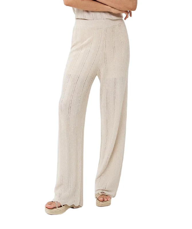 Women’s utility pants for practical fashion -Knit Trousers In Natural